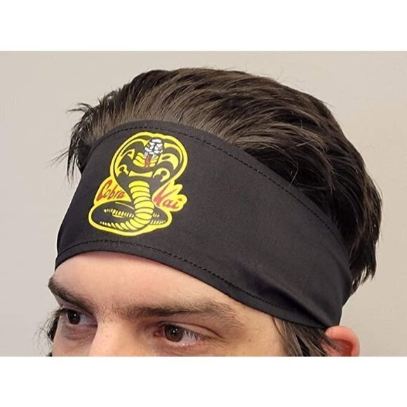 KARATE Kid Cobra Kai Tenugui Headband Halloween Cosplay Ninja Costume Black NWT - Picture 1 of 5
